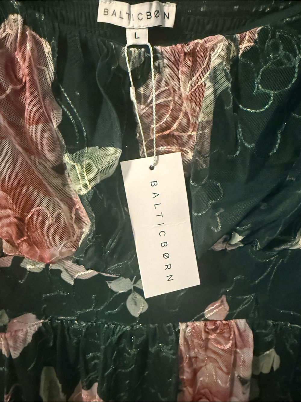 Baltic Born Annabeth Midi Dress – Dark Green + Pink Floral – Size Large NWT - Picture 4 of 11